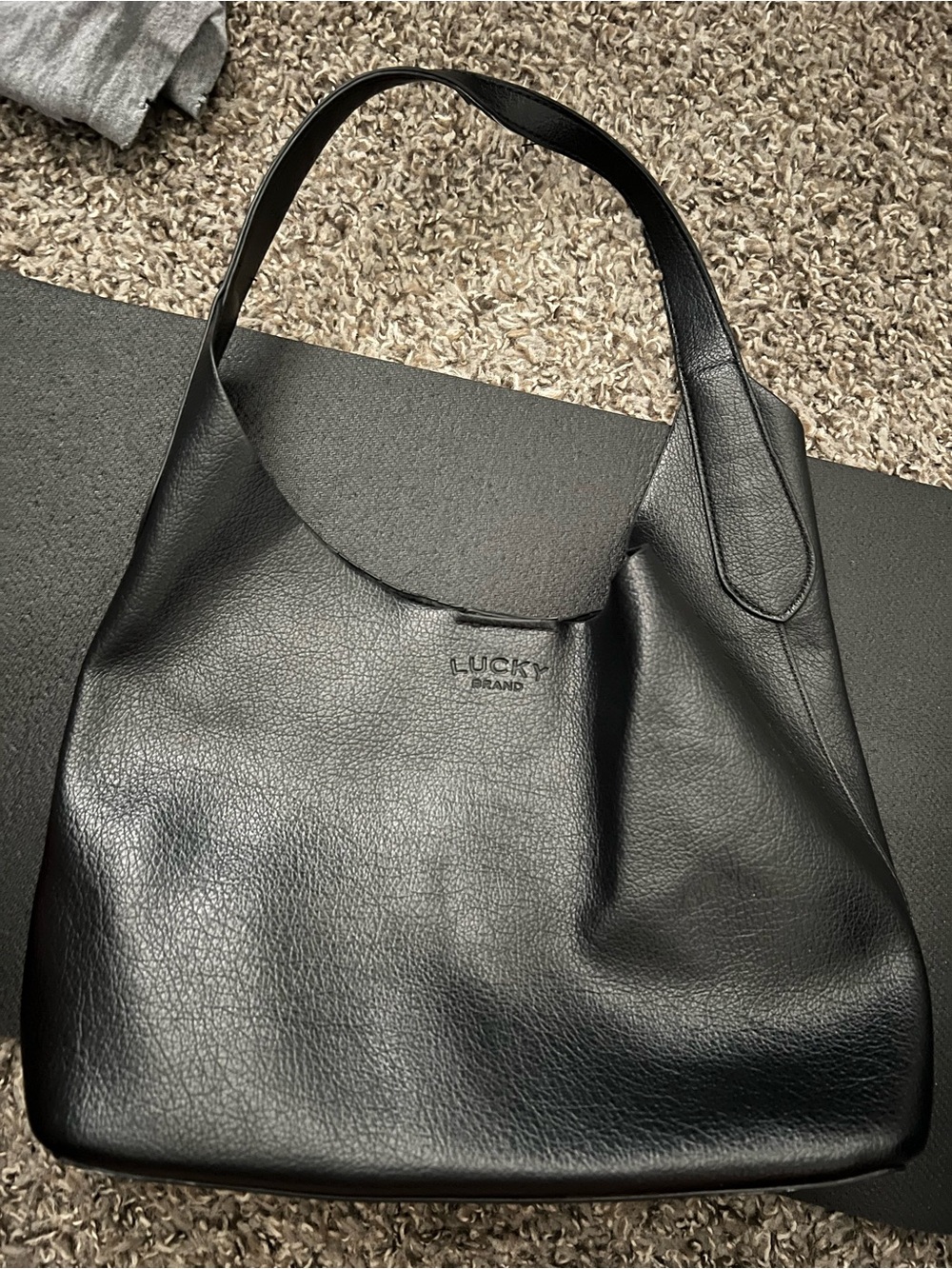 Lucky Brand Black Pebbled Leather Shoulder Tote